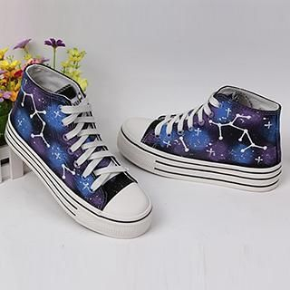 HVBAO Painted Stars Canvas Sneakers