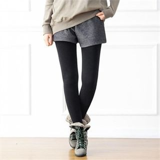 GLAM12 Inset Fleece-Lined Shorts Leggings