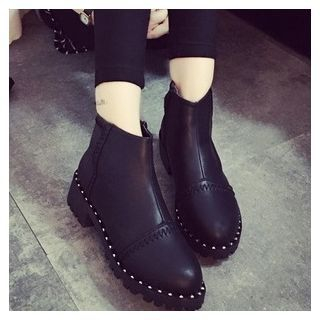 QQ Trend Studded Faux Leather Short Boots