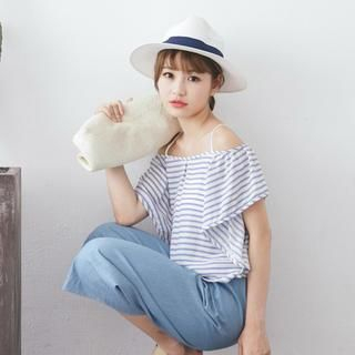 Tokyo Fashion Off-Shoulder Striped Top