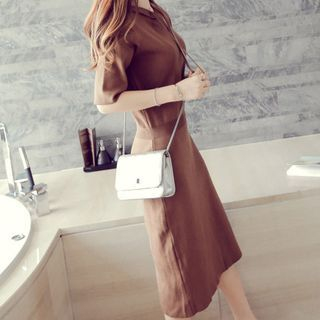 anzoveve Short-Sleeve Hooded Midi Dress