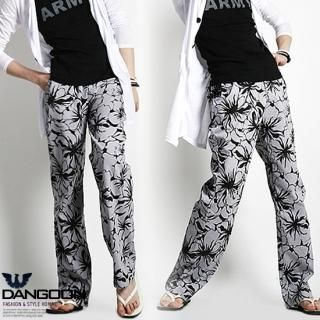 Flower-Print Linen Blend Pants