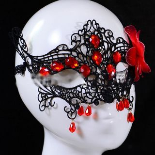 LENNI Flower-Accent Beaded Lace Eye Mask