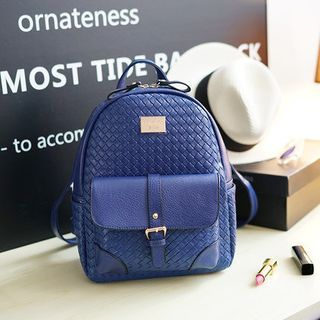 Bluebird Woven Faux Leather Backpack