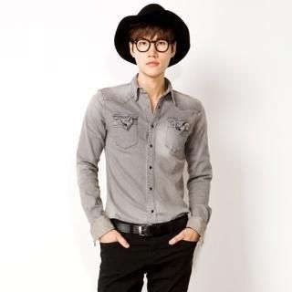 Crinkled-Pocket Accent Shirt