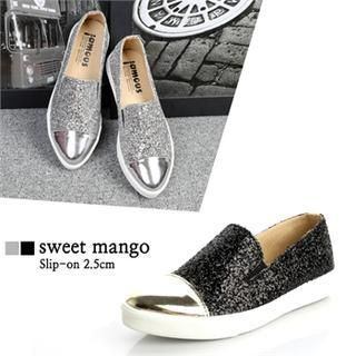 SWEET MANGO Glittered Hidden-Heel Slip-Ons
