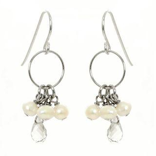 Keleo Silver rose quartz, pearl earrings