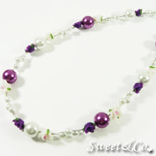Sweet & Co. Sweet Purple Floral Candy Pearl Necklace