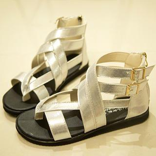 QQ Trend Lamé Cross Strap Sandals