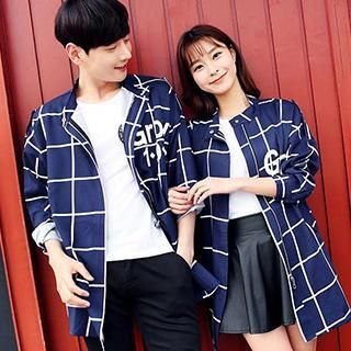 Lovebirds Couple Check Loose-Fit Jacket