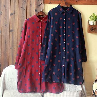 tete Long-Sleeve Heart-Print Shirtdress