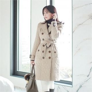 Attrangs Quilted Trench Coat with Belt