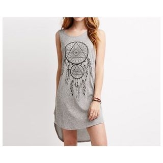 Richcoco Print Dip Back Tank Dress