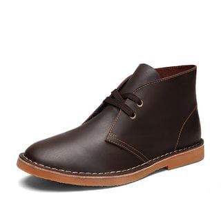 Gerbulan Lace-Up Genuine Leather Ankle Boots