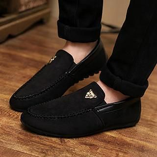 Preppy Boys Faux-Leather Panel Metal-Accent Loafers