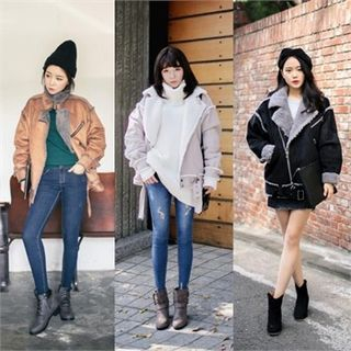 QNIGIRLS Faux-Shearling Jacket