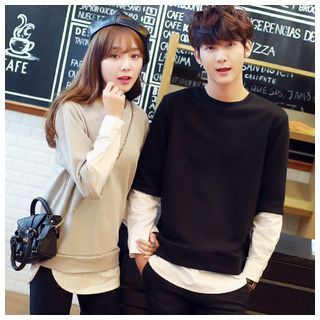 Azure Couple Matching Panel Pullover