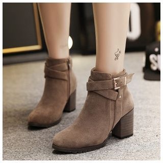 Anran Buckled Block Heel Ankle Boots