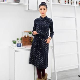 59 Seconds Floral Long Shirtdress with Cord
