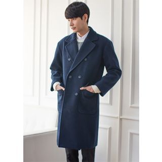GERIO Notched-Lapel Double-Breasted Wool Blend Coat