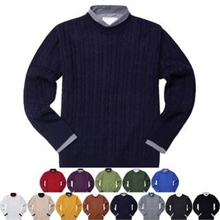 Superstar.i Inset Shirt Cable-Knit Sweater