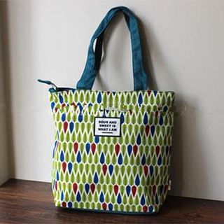 Ms Bean Patterned Canvas Shopper Bag