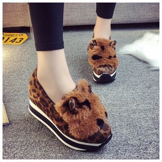 BAYO Platform Furry Ear Slip Ons