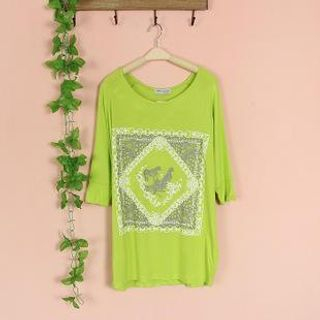 Cute Colors Elbow-Sleeve Patterned T-Shirt
