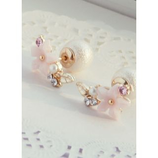 kitsch island Flower Faux-Pearl Earrings