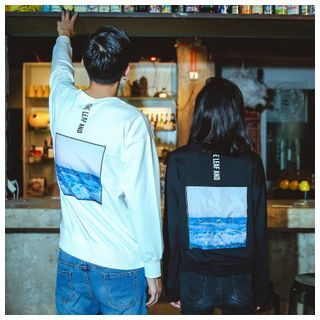 Simpair Matching Couple Print Pullover