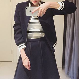 Eva Fashion Set: Neoprene Zip Jacket + A-Line Neoprene Skirt