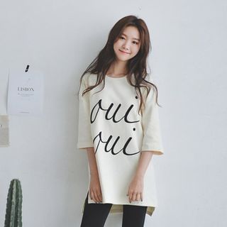 JUSTONE Elbow-Sleeve Lettering T-Shirt