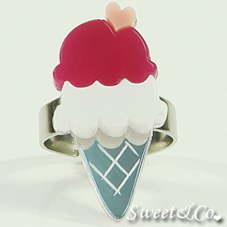 Sweet & Co. Mini Fuchsia Ice-Cream Silver Ring