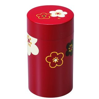 Hakoya Hakoya Tea Caddy Large Hanamonyou Ume Red