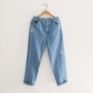 Piko Embroidered Washed Jeans