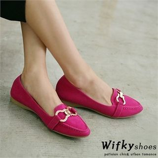 Wifky Buckled Faux-Suede Loafers