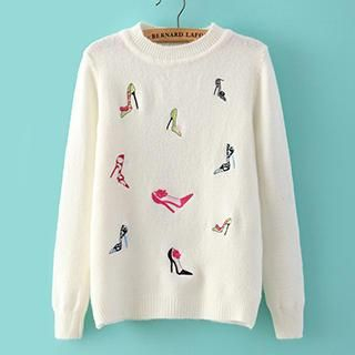 Singkbee Shoe-Embroidered Sweater
