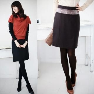 Velvet Panel Pencil Skirt