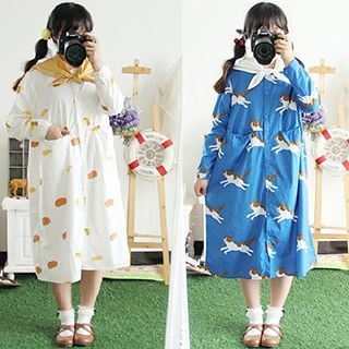 Miss Honey Detachable Sailor Collar Print Shirtdress