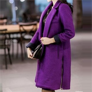 Attrangs Notched Lapel Wool Blend Coat