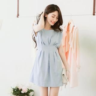 Tokyo Fashion Shirred-Shoulder Pleated Dress