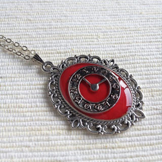 MyLittleThing Silver Clock Necklace (Red) One Size