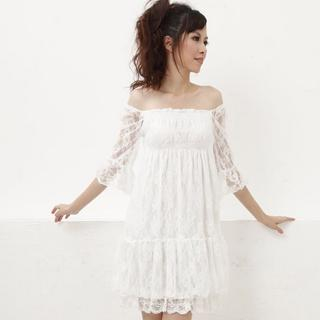 Buy Yammi Off Shoulder Laced Dress White – One Size 1021347892