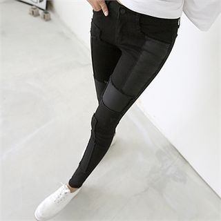 PIPPIN Wet-Look Patch Skinny Pants