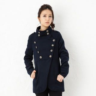 Double-Buttoned Funnel-Neck Jacket