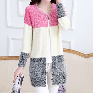 Fashion Street Long-Sleeve Colour Block Knit Jacket