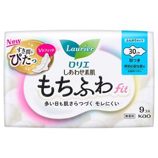 Kao - Laurier Happy Skin Mochifuwa Fit Special Daytime Use 30cm With Wings 9 pcs