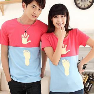 Lovebirds Couple Color-Block T-Shirt
