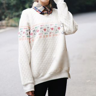 YR Fashion Quilted Embroidered Pullover
