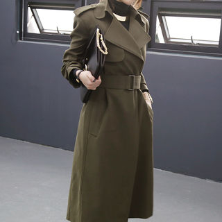 NANING9 Open-Front Belted Trench Coat
